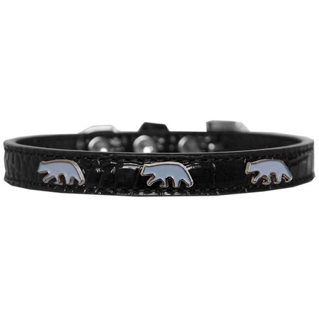 MIRAGE PET PRODUCTS Polar Bear Widget Croc Dog CollarBlack Size 16 720-29 BKC16